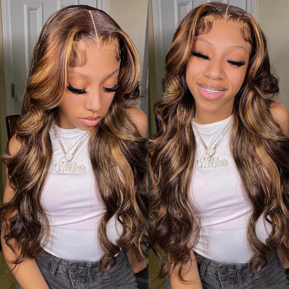 Beautiful HD Highlight Wig Human Hair Colored Honey Blonde Lace Front