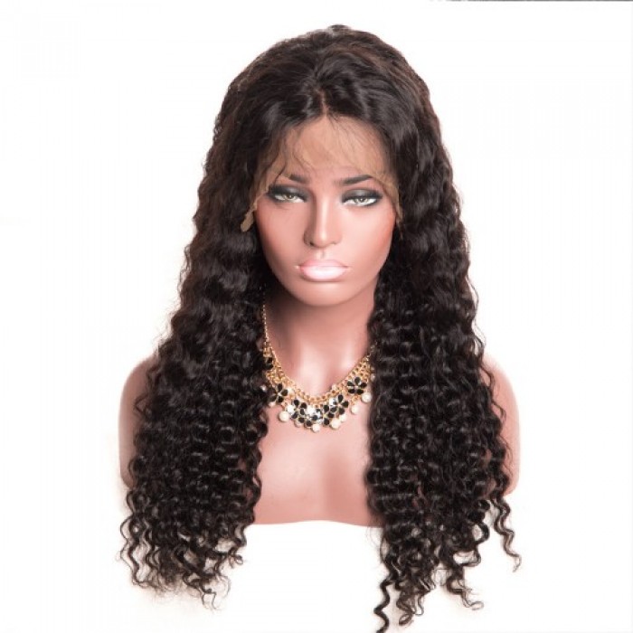 360 Lace Frontal Wig 150% Density Deep Wave Virgin Hair