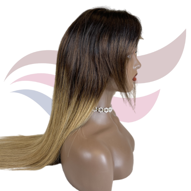 Natural Look Ombre Color 4×4 Lace Closure Wigs 150% Density Virgin Hair Pre Colored #1B/4/27 Straight Hair On Sale