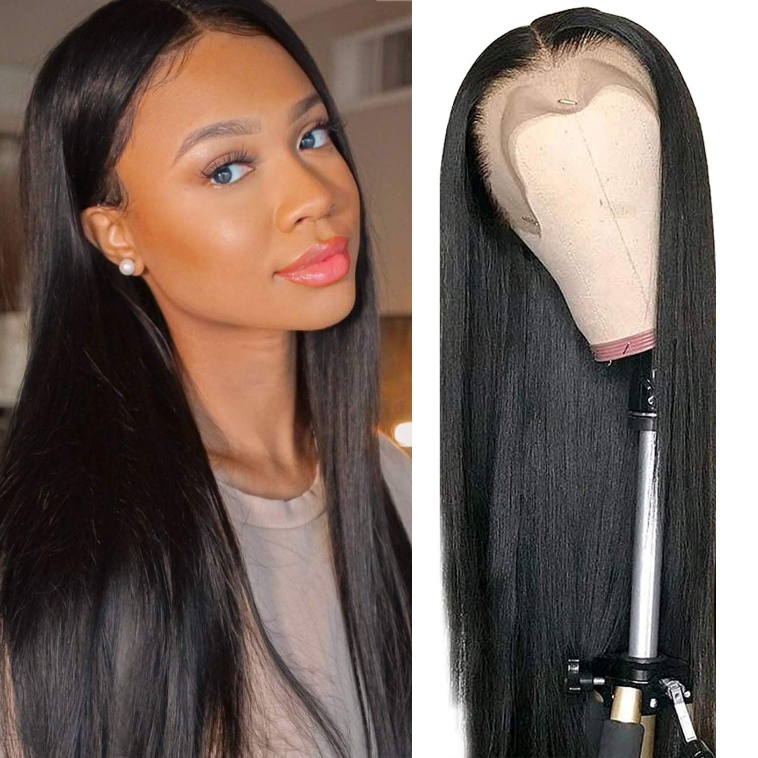 13*4 Full Lace Frontal Long Wigs 16-24 Inches Straight/Body Wave Hair Lace Front Wigs With Baby Hair Real Cheap Human Hair Silky Straight Wigs