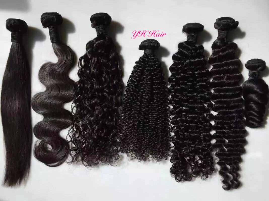 10A Brazilian 3-Bundle-Set (with Closure/Frontal) Virgin Human Hair (#1B, 6 textures)
