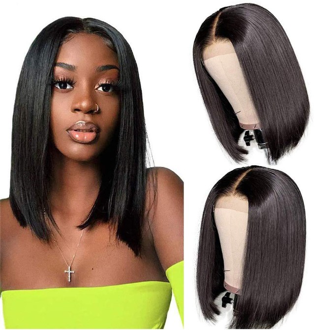 Pre-Plucked Brazilian Virgin Hair 13×4 Lace Front Bob Wig (Straight)