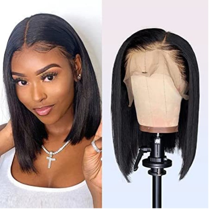 Pre-Plucked Brazilian Virgin Hair 13×4 Lace Front Bob Wig (Straight)