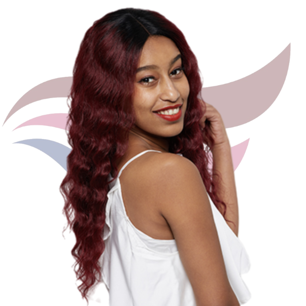 Curly Ombre Burgundy 13×4 Lace Frontal Wigs Virgin Hair, Loose Deep Wave Pre Colored Human Hair Lace Wigs