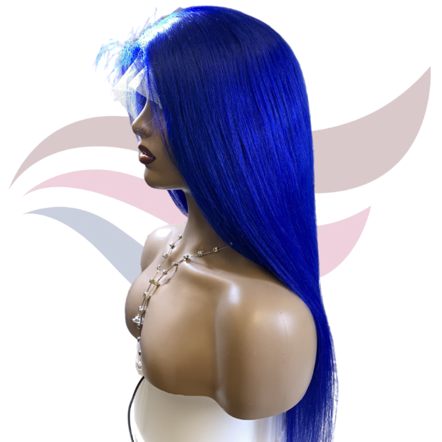 Beautiful Brazilian Hair Lace Front Wig, Blue Color, Human Hair Straight  Wigs For Black Women, 13X4 Frontal, Long Wig - Yh Fashion Hair