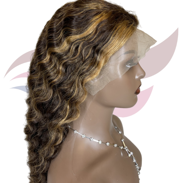 Lovely Pre Colored Highlight Brazilian Hair Lace Front Wig, Loose Deep Wave, Pre-plucked Human Hair Wigs - YH Fashion Hair Lovely Pre Colored Highlight Brazilian Hair Lace Front Wig, Loose Deep Wave, Pre-plucked Human Hair Wigs - YH Fashion Hair