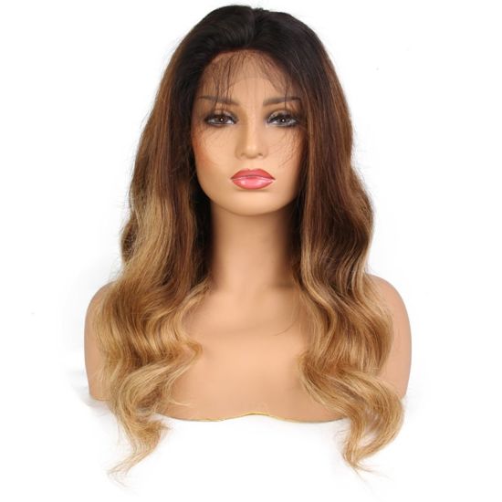 Super Cute #1B/4/27 Ombre Lace Front Wig Human Hair Body Wave Colored Wigs, On Hand & Ready to Ship