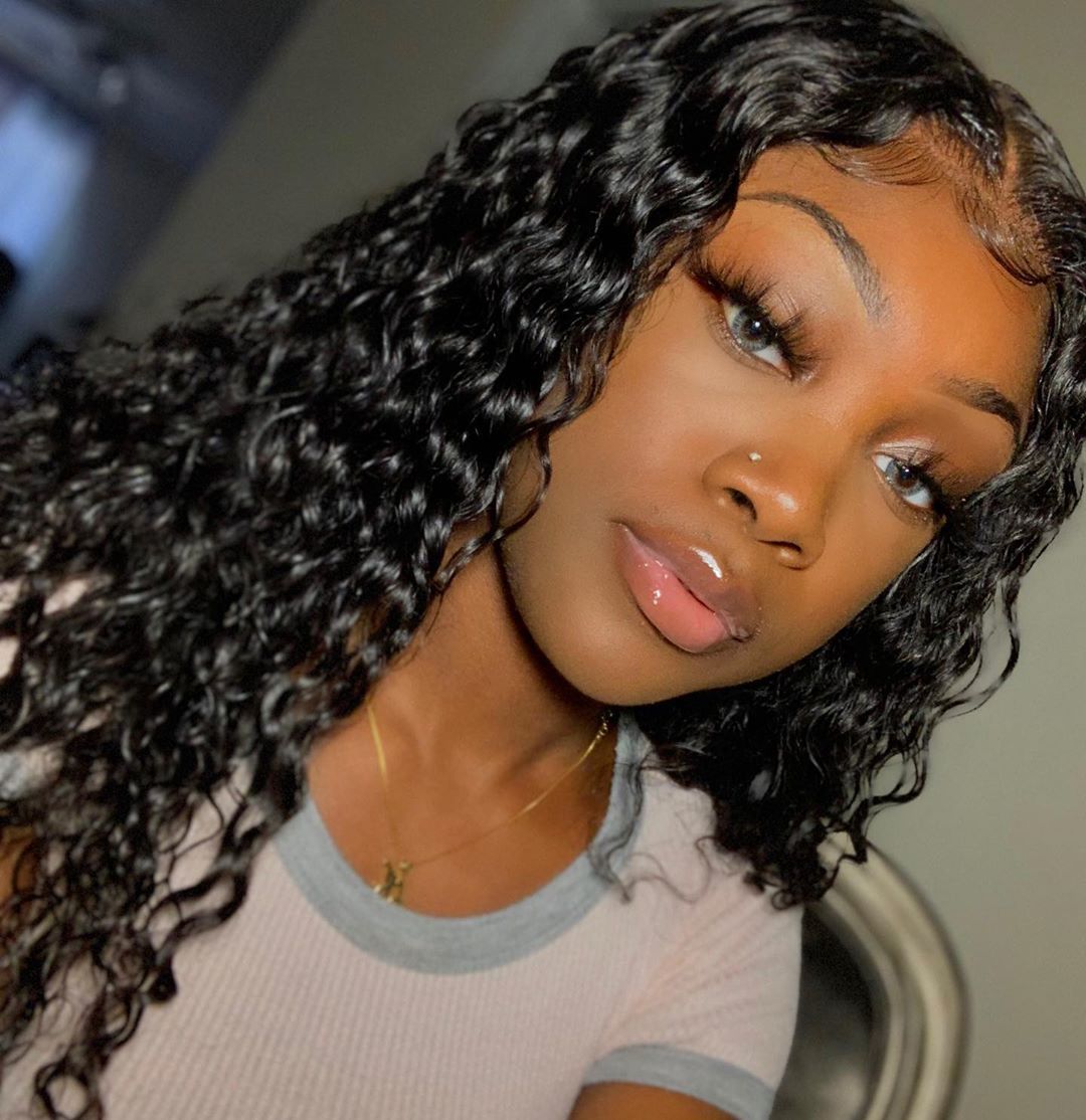 13*6 Lace Front Wigs Beautiful Water Wave Lace Front Wigs Pre Plucked Natural Wave #1B Natural Black Color Wig