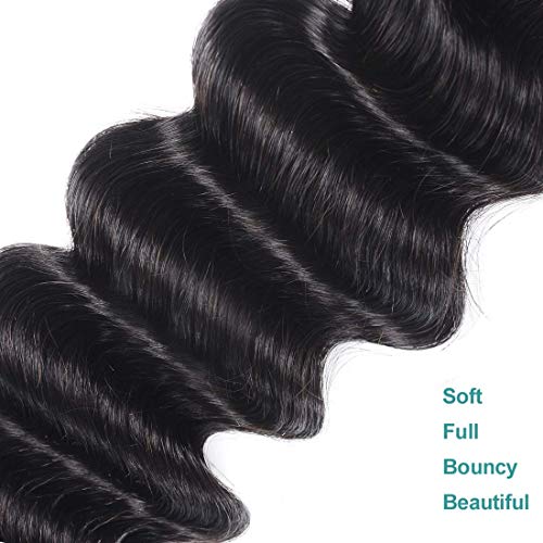 3-Bundle w/ 5x5 Closure, 10-30 Inch 12A+ Super Double Drawn Brazilian Loose  Deep Wave Hair - YH Fashion Hair