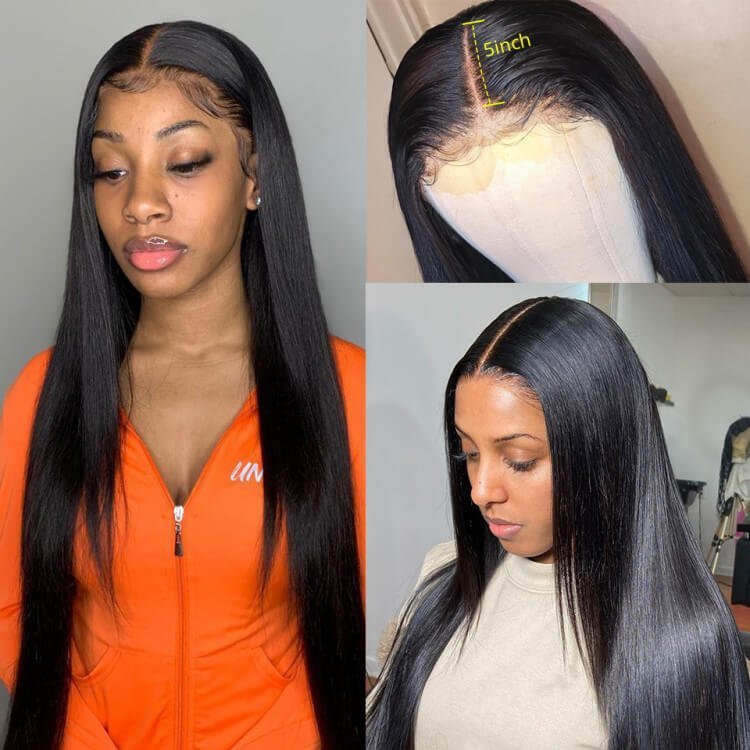 Thick Affordable 5×5 Closure Wigs Brazilian Straight Human Hair Wigs Virgin Hair Lace Pre Plucked