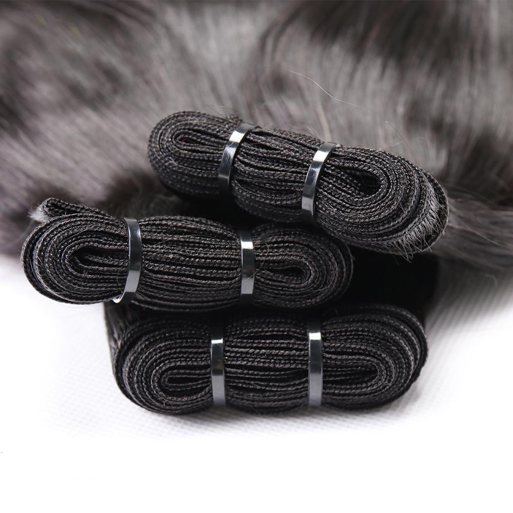 3-Bundle w/ 13×4 Frontal, 10-30 Inch 16A+ Super Double Drawn Brazilian Silk Straight Hair