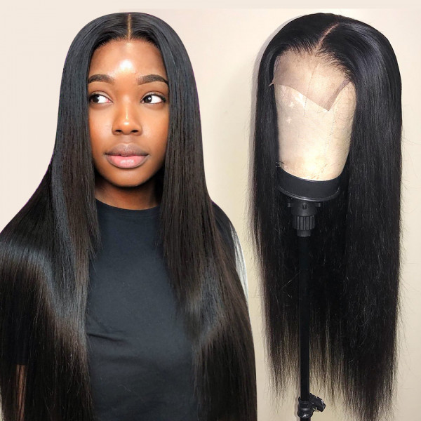 Thick Affordable 5×5 Closure Wigs Brazilian Straight Human Hair Wigs Virgin Hair Lace Pre Plucked