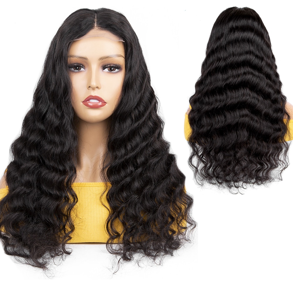 Long 28 Inch 4×4 Closure Wig Loose Deep Wave Wig Human Hair Wig Loose Wave Lace Closure Wig