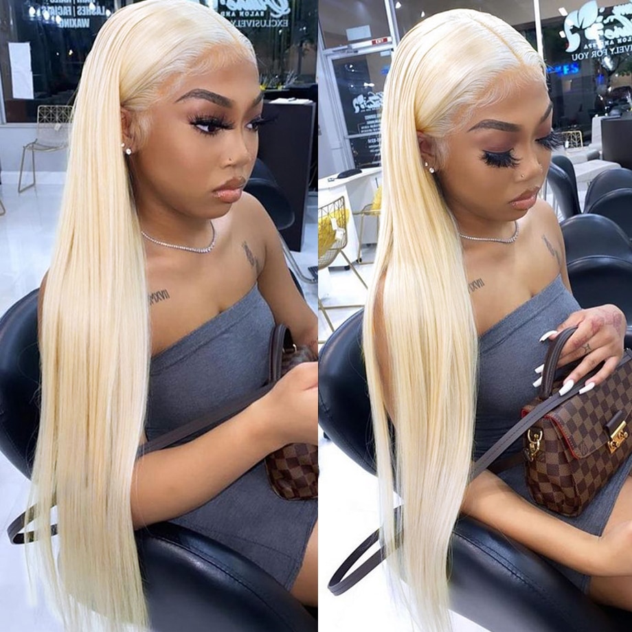 613 Lace Frontal Wig 13×4 HD 180 Density Human Hair Wigs For Women Brazilian Pre Plucked Blonde Wig