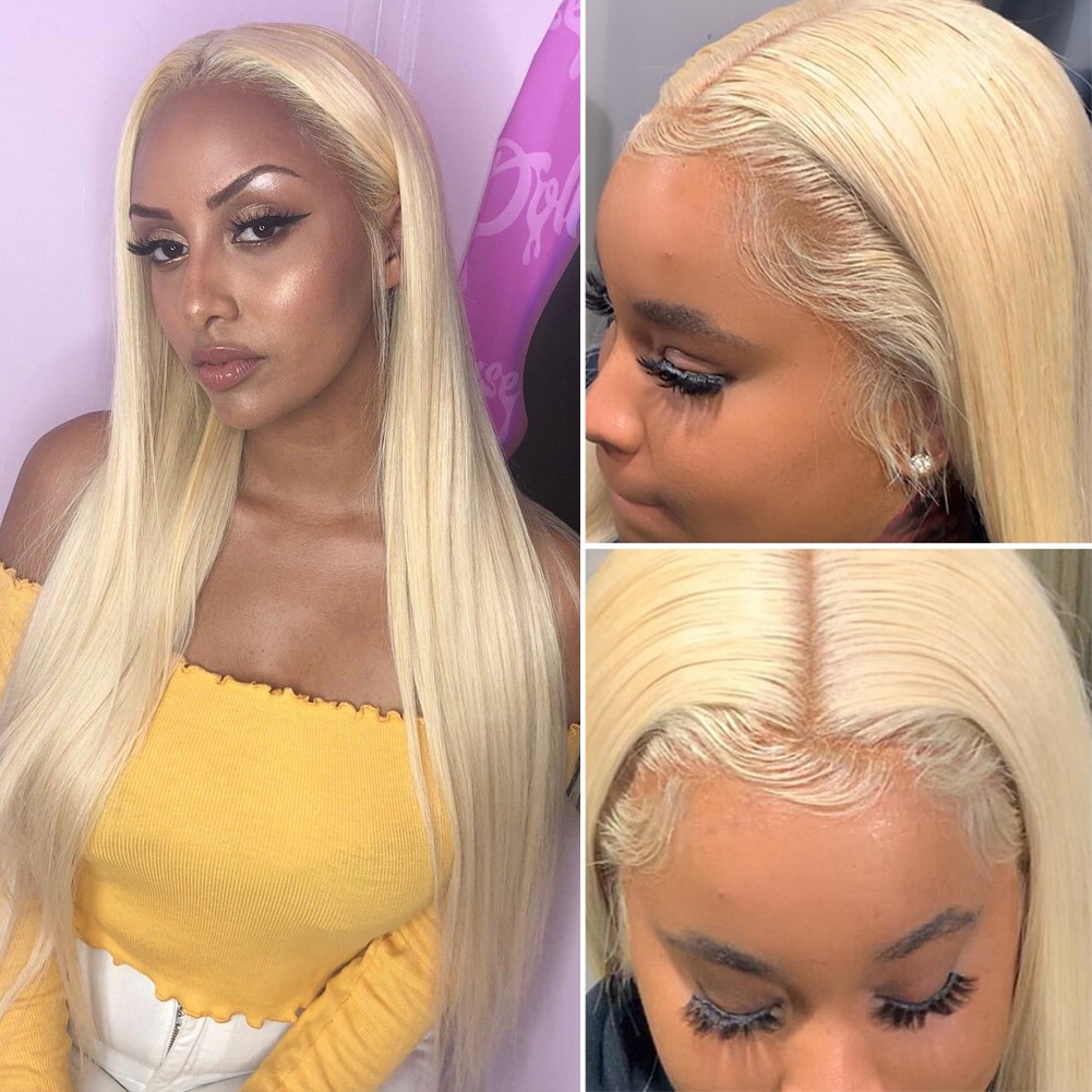 613 Lace Frontal Wig 13×4 HD 180 Density Human Hair Wigs For Women Brazilian Pre Plucked Blonde Wig
